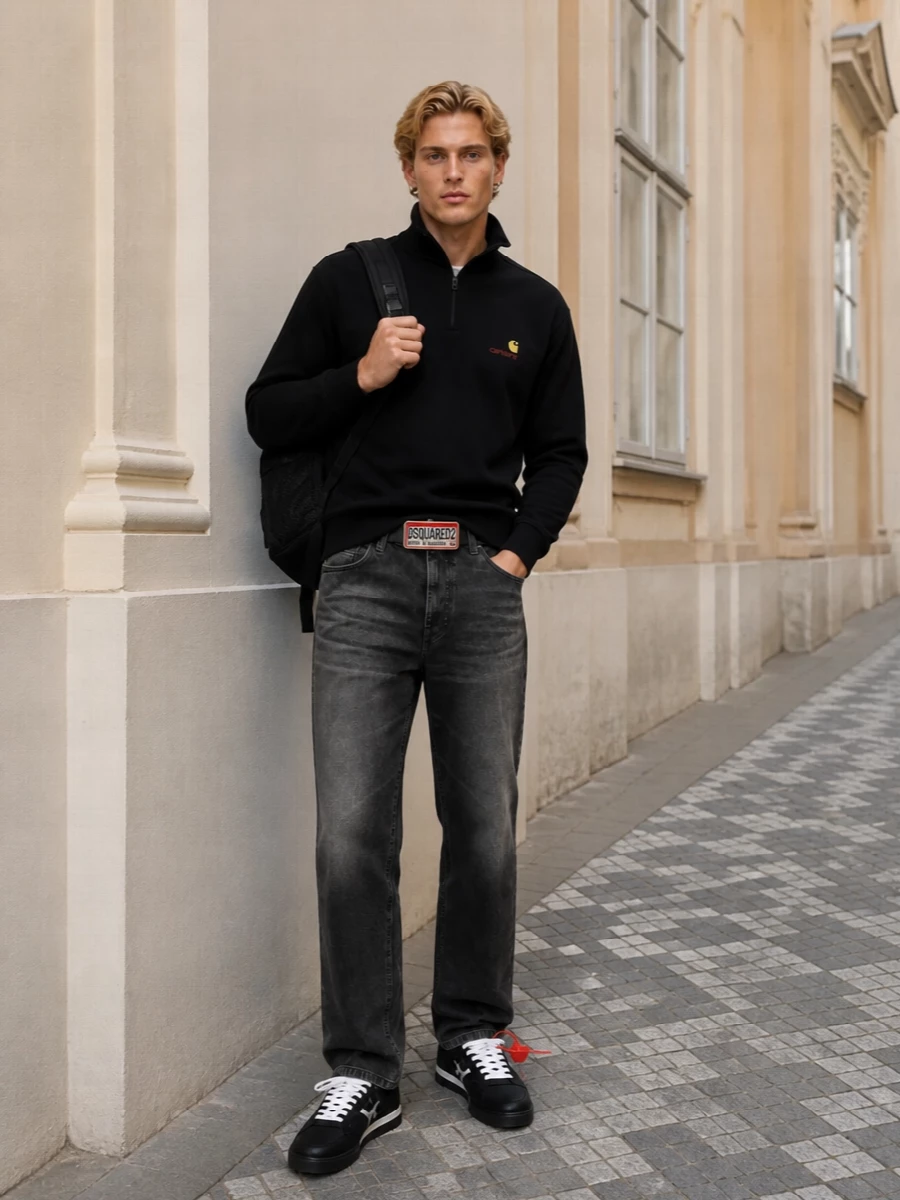 Carhartt wip sweatshirt washed black jeans outfit