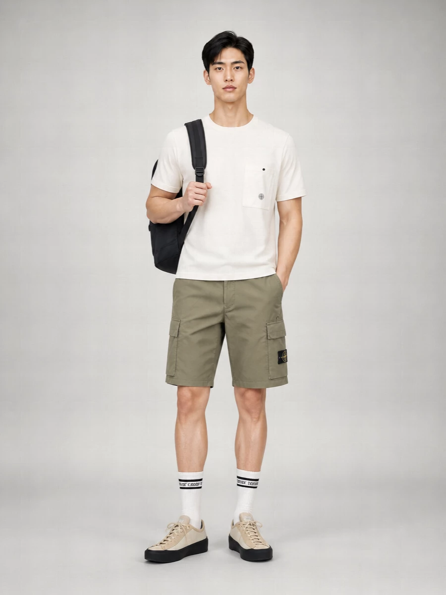 Stone Island Cotton Cargo Bermuda Shorts