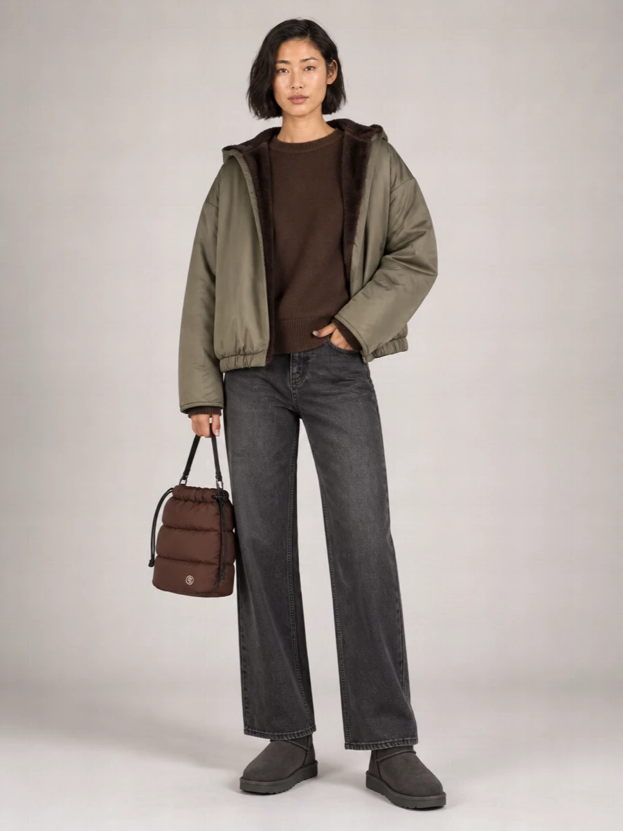 The Frankie Shop Reversible Faux Fur Puffer Jacket