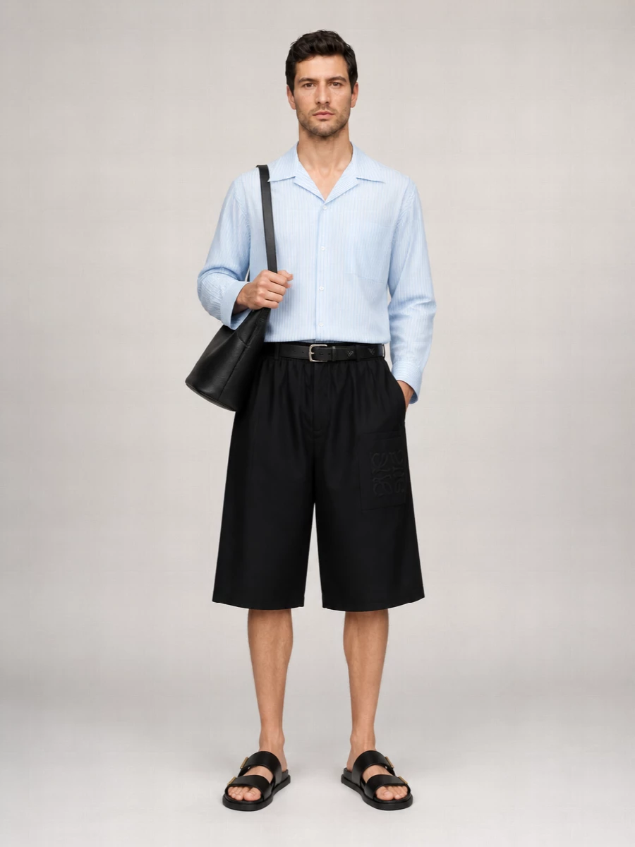 Loewe Paula's Ibiza Viscose Linen Wide-Leg Chino Shorts