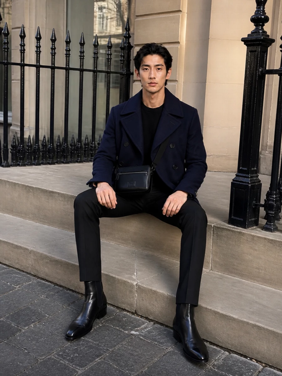 Tom ford peacoat black tailored trousers