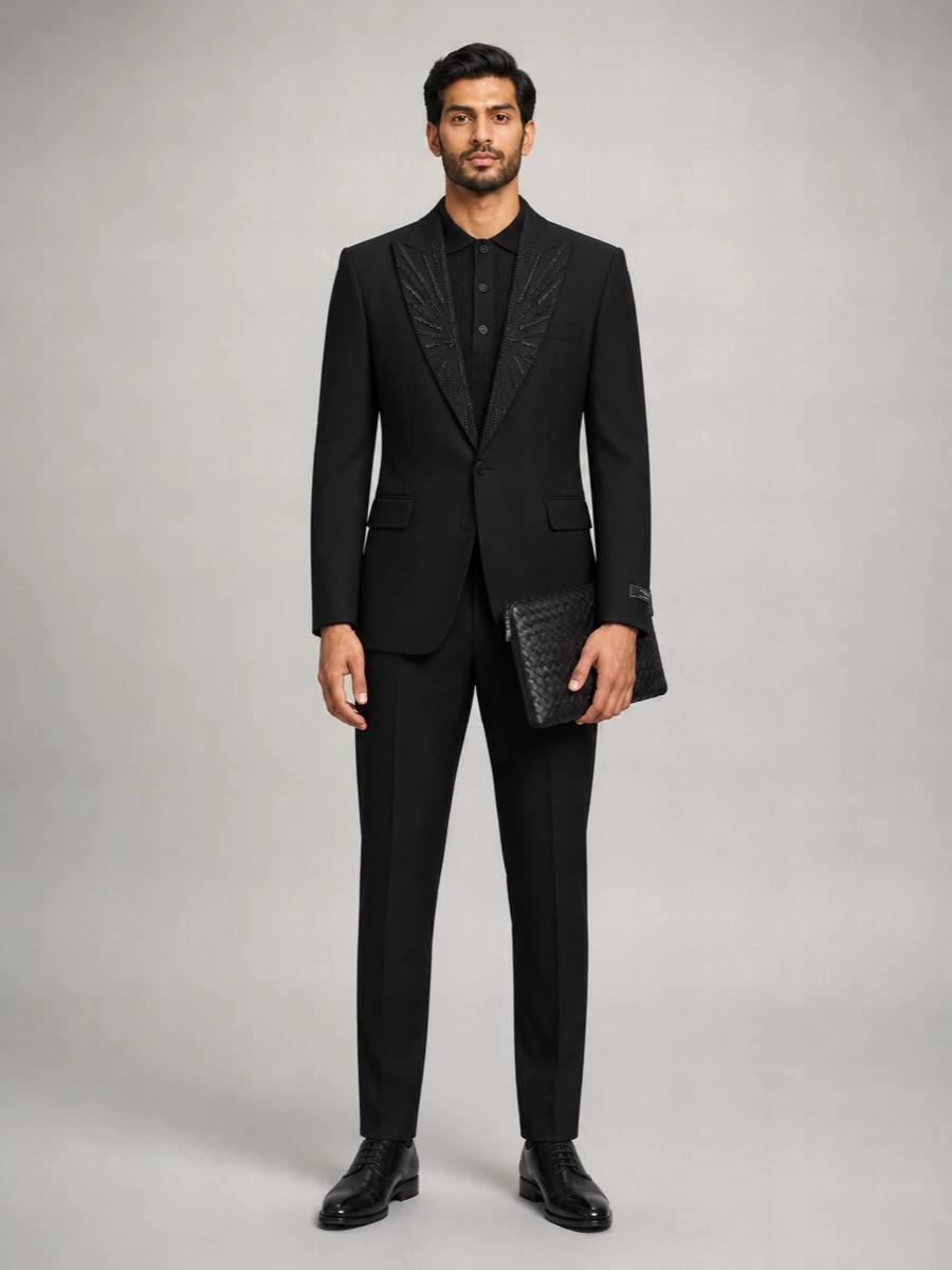 Balmain Virgin Wool Crystal-Embellished Blazer