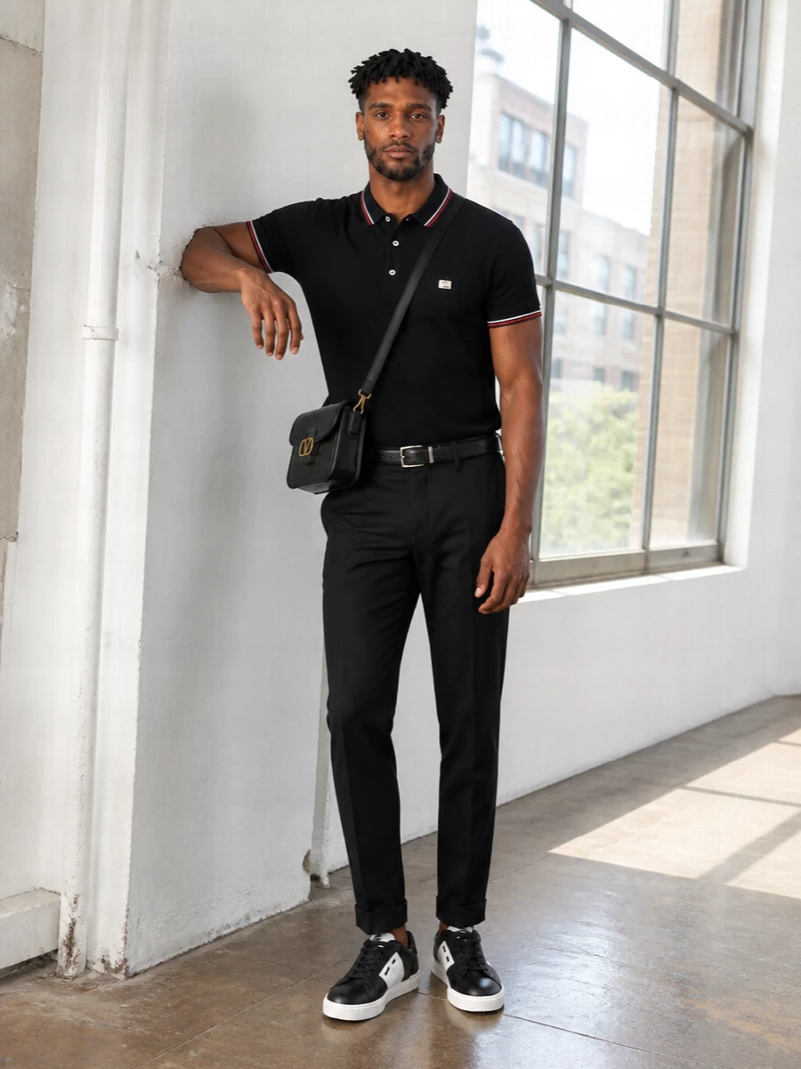 Valentino black polo tailored trousers sneakers