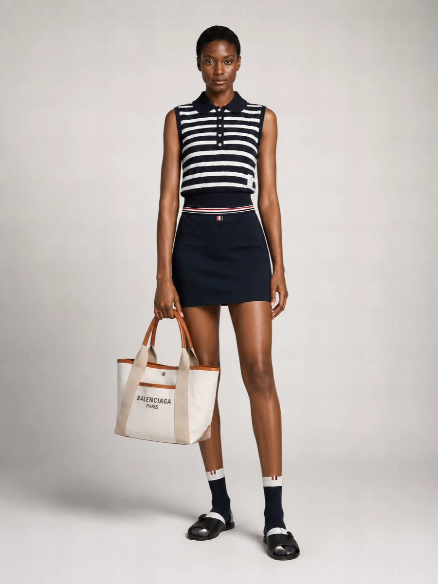 Thom Browne Cotton Piqué Mini Wrap Skirt