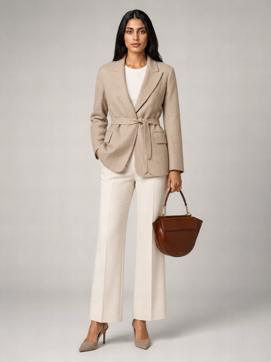 Max Mara Wool Silk Cashmere Belted Blazer