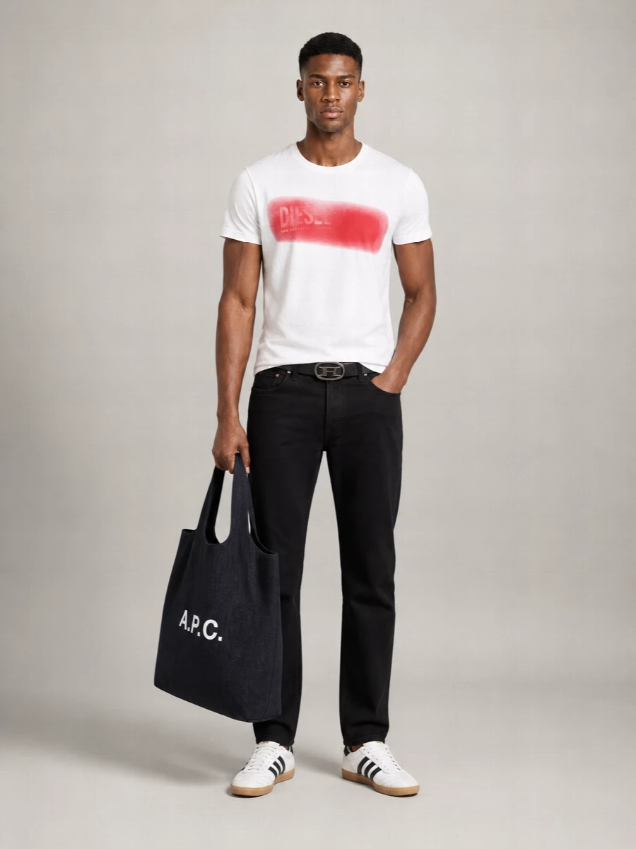 Diesel Cotton Logo Print Crew Neck T-Shirt