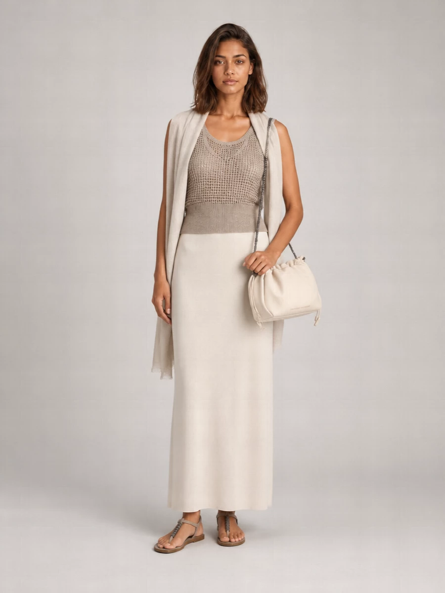 Brunello Cucinelli Open-Knit Sequin Tank Top