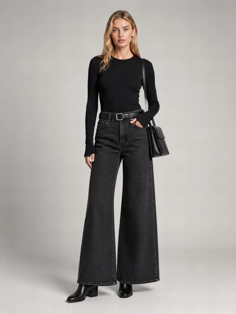 7 For All Mankind High-Rise Wide-Leg Cotton Jeans