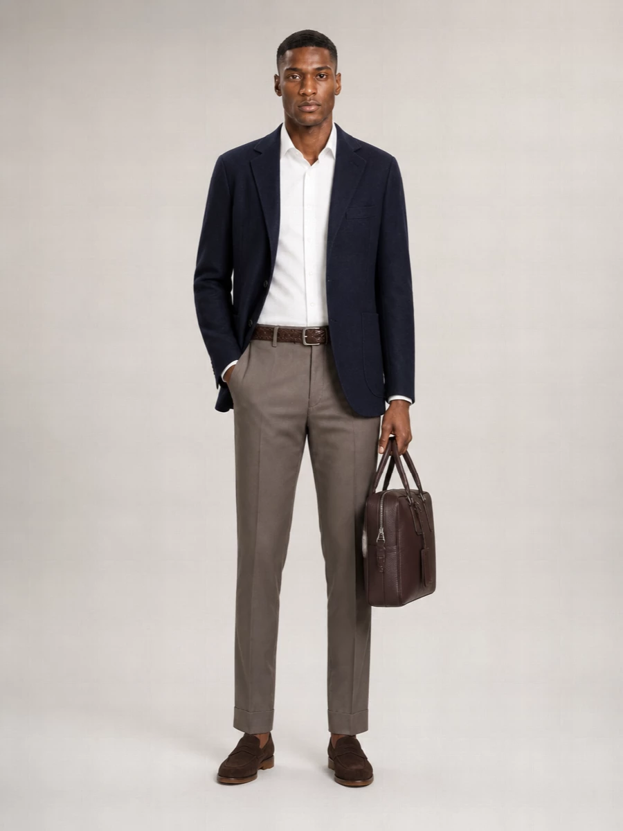 Brioni Cotton Straight Tapered Tailored Trousers