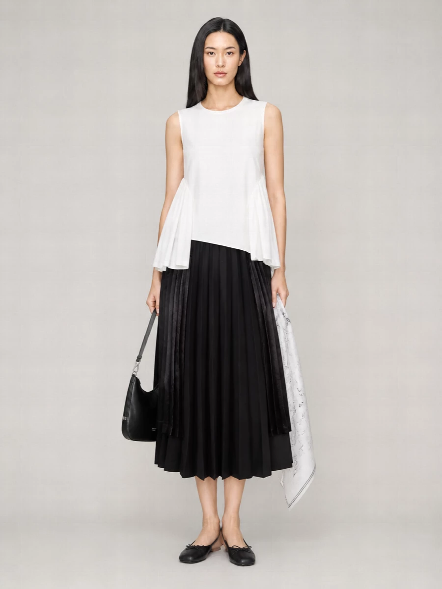 Comme Des Garçons Ribbed Pleated Midi Skirt