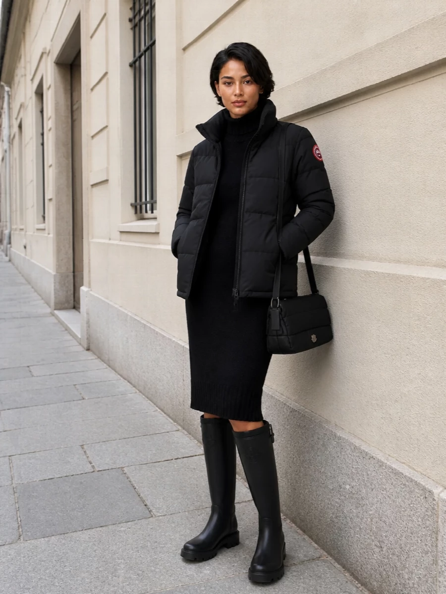 Canada goose puffer moncler black sweater dress
