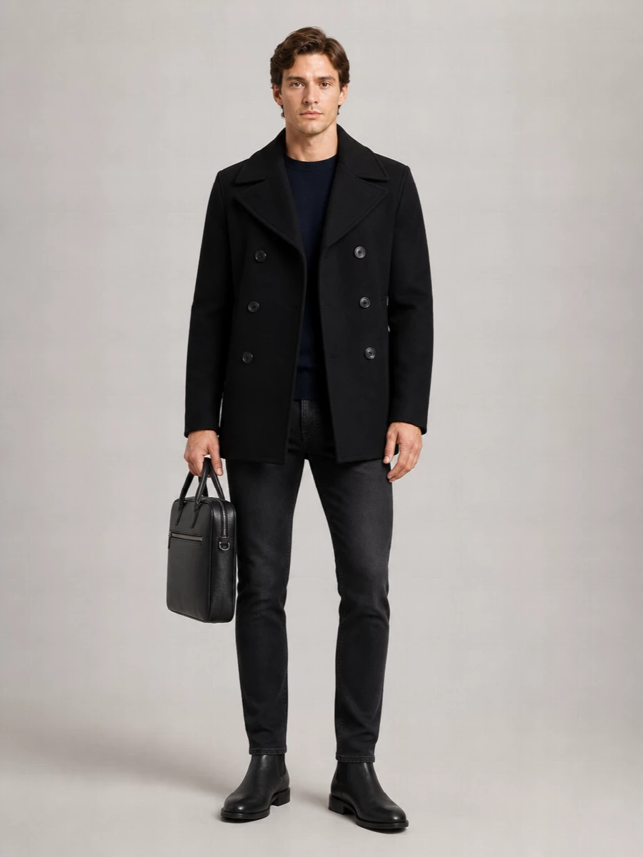 Boss wool double-breasted peacoat
