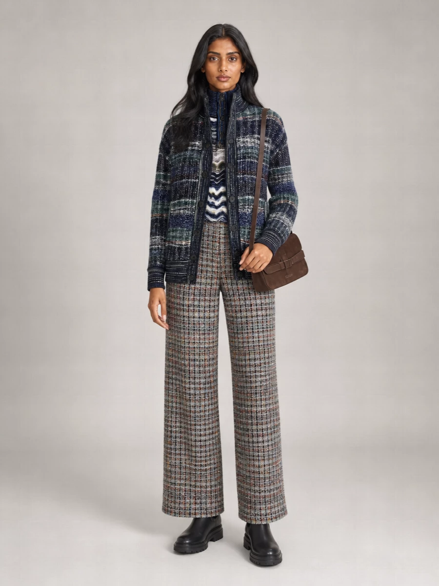 Missoni Wool Blend Checked Chunky Knit Maxi Cardigan