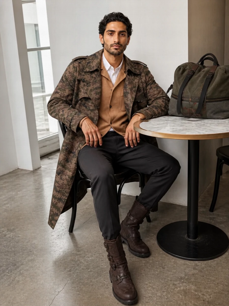 Dolce gabbana camo trench tailored trousers