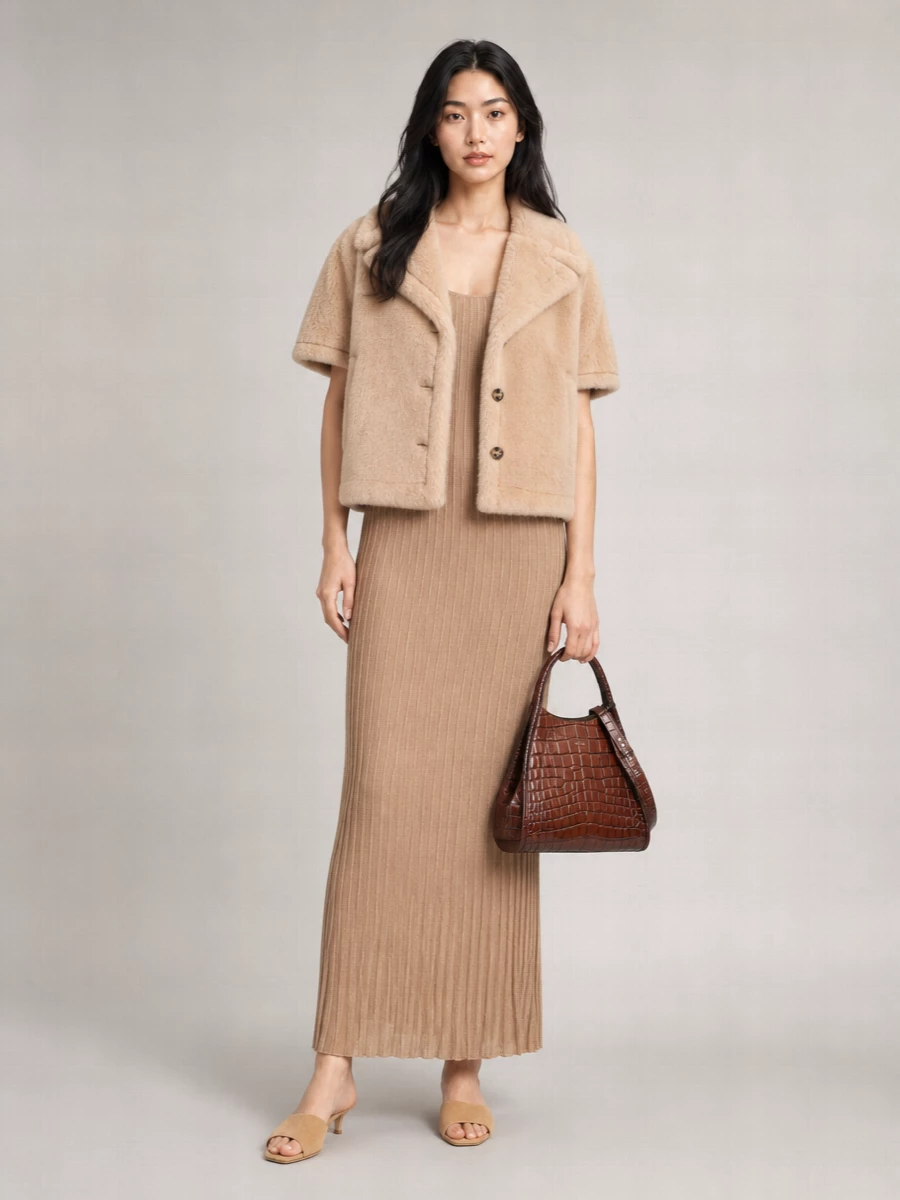 Max Mara Silk Alpaca Wool Cape Coat