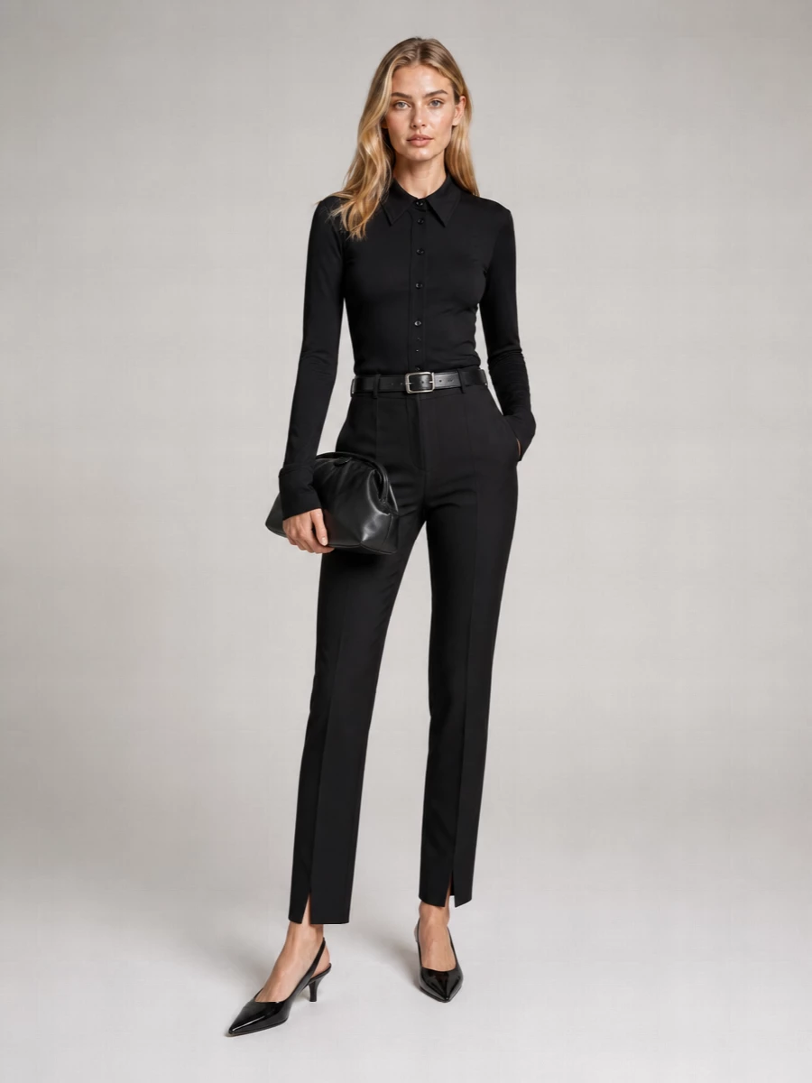 Sportmax Viscose Cutout Long-Sleeve Polo Shirt