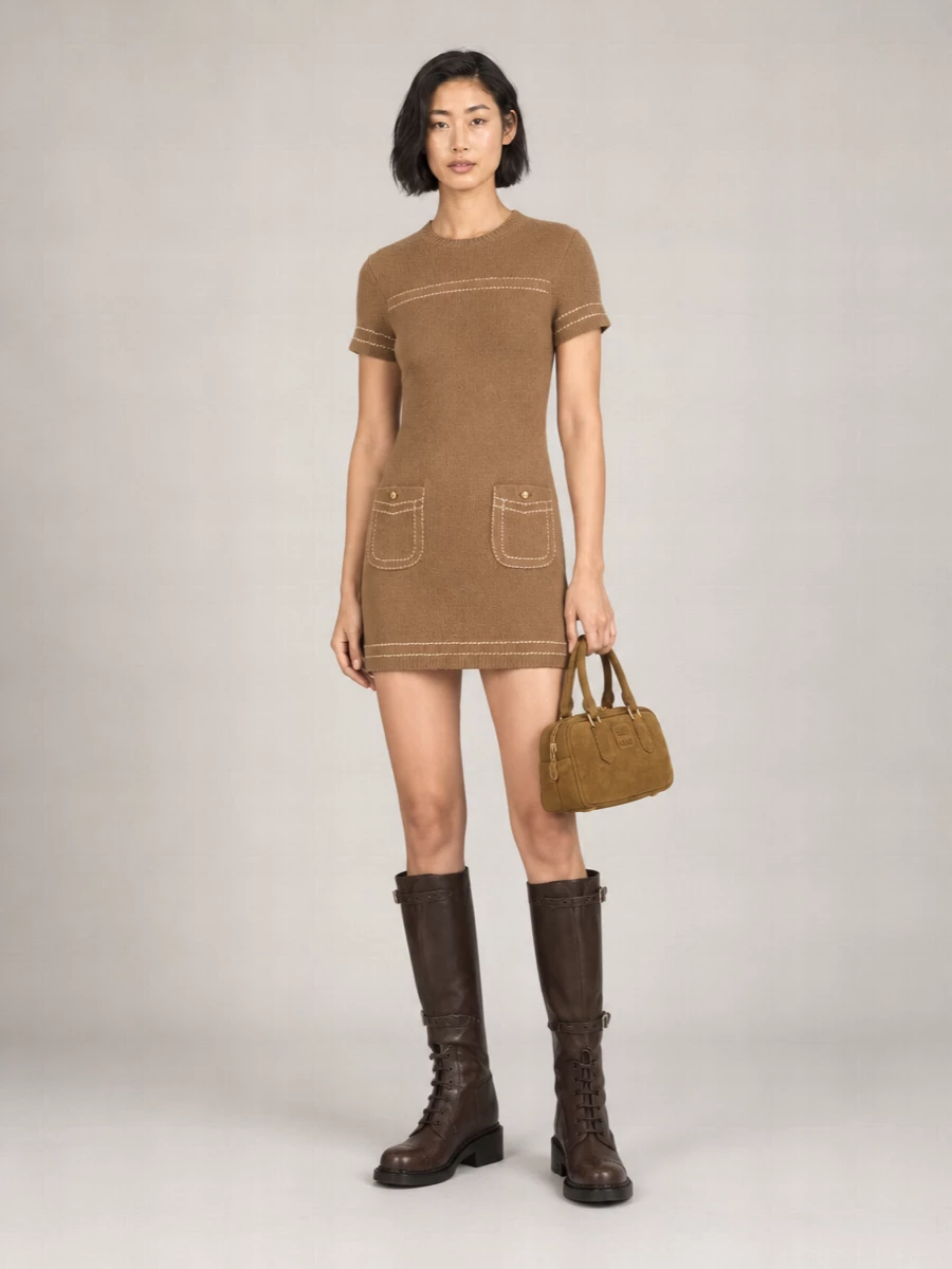 Miu Miu Suede Arcadie Handbag Top Handles