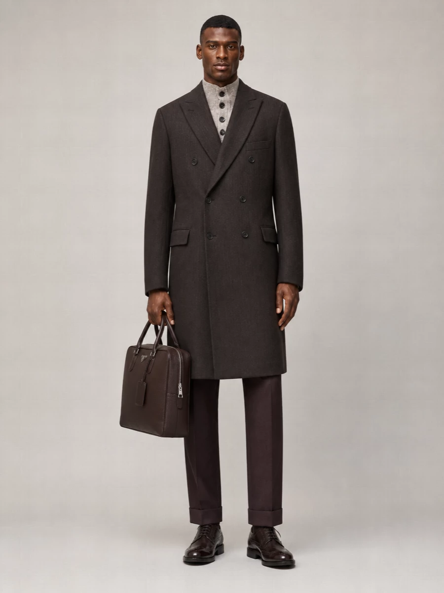 Brioni Wool Double Breasted Coat