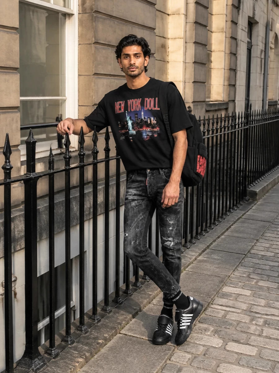 Dsquared2 new york graphic tee distressed black jeans
