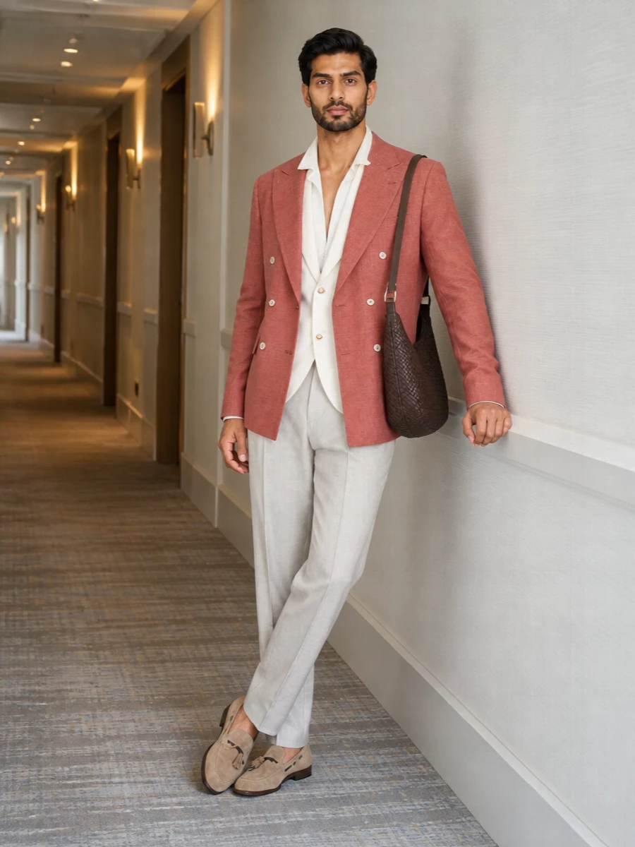 Bottega veneta terracotta coat summer suiting