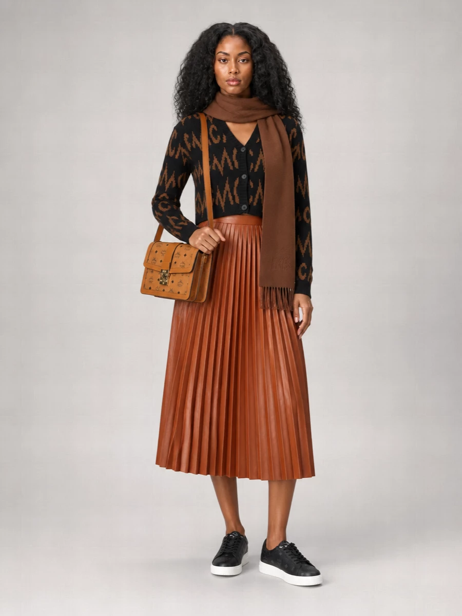 Mcm Embroidered Ribbed Oversized V-Neck Cashmere Cardigan