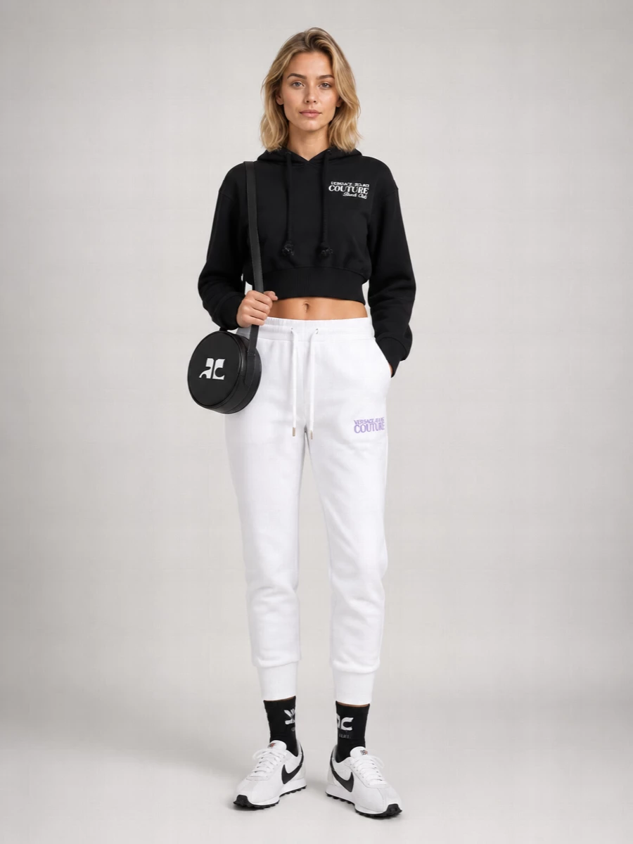 Versace Jeans Couture Cropped Logo-Print Knitted Top