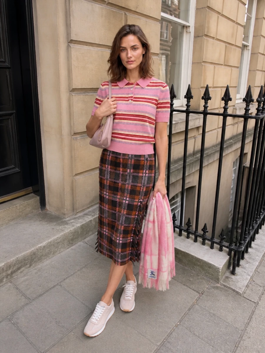 Guest in residence polo plaid skirt prada bag