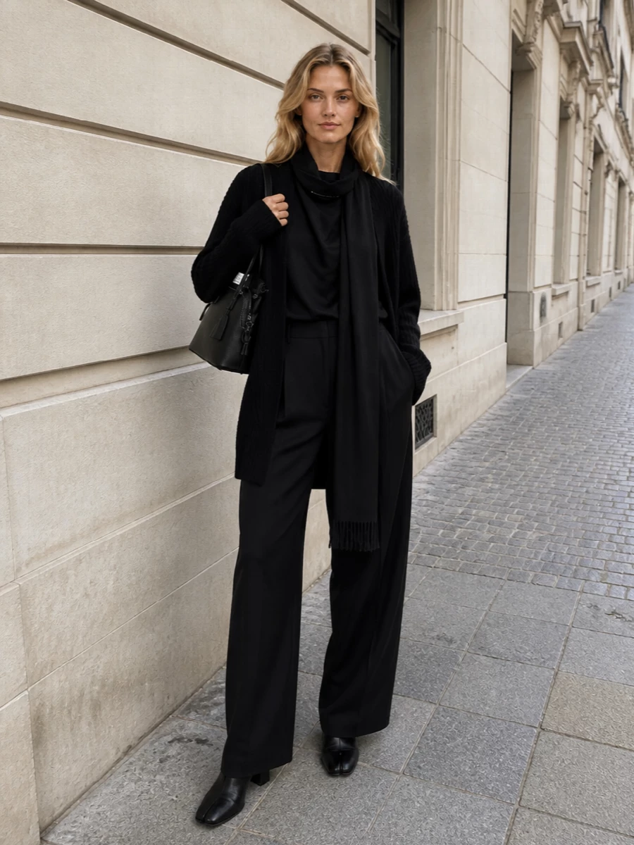 Mm6 margiela cardigan wide leg trouser outfit