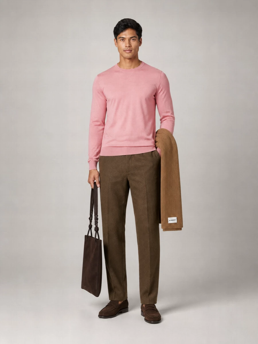 John Smedley Merino Wool Crewneck Long Sleeve Sweater