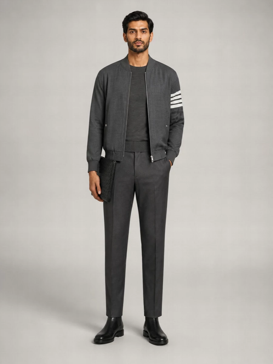 Thom Browne Ribbed Wool Bomber Jacket