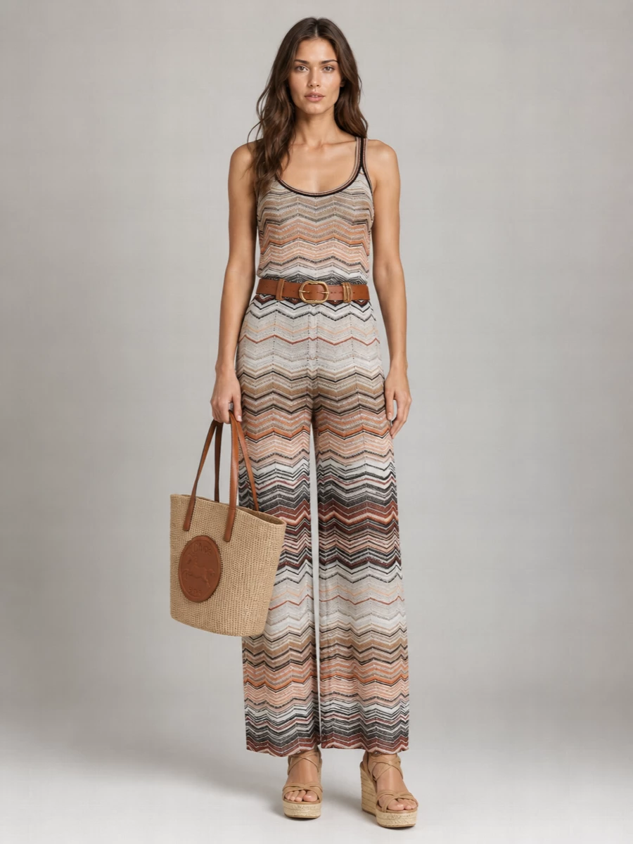 Missoni Chevron Lamé High-Rise Wide-Leg Trousers