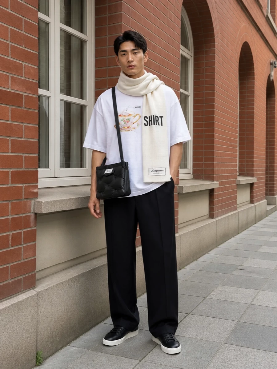 Moschino oversized tshirt wide leg trousers outfit