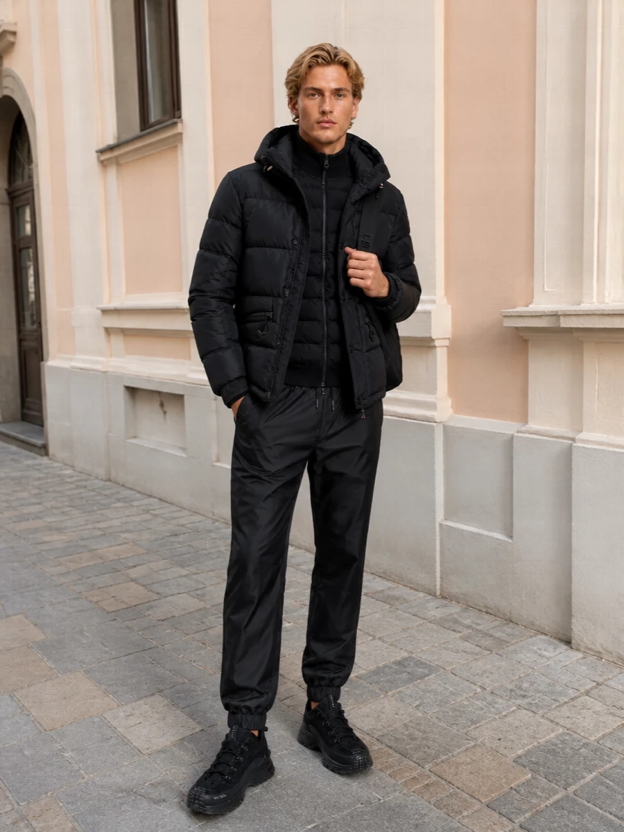 Moncler black puffer technical joggers sneakers