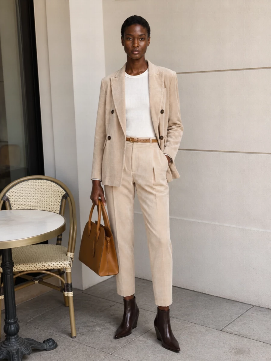 Brunello cucinelli corduroy blazer prada tote