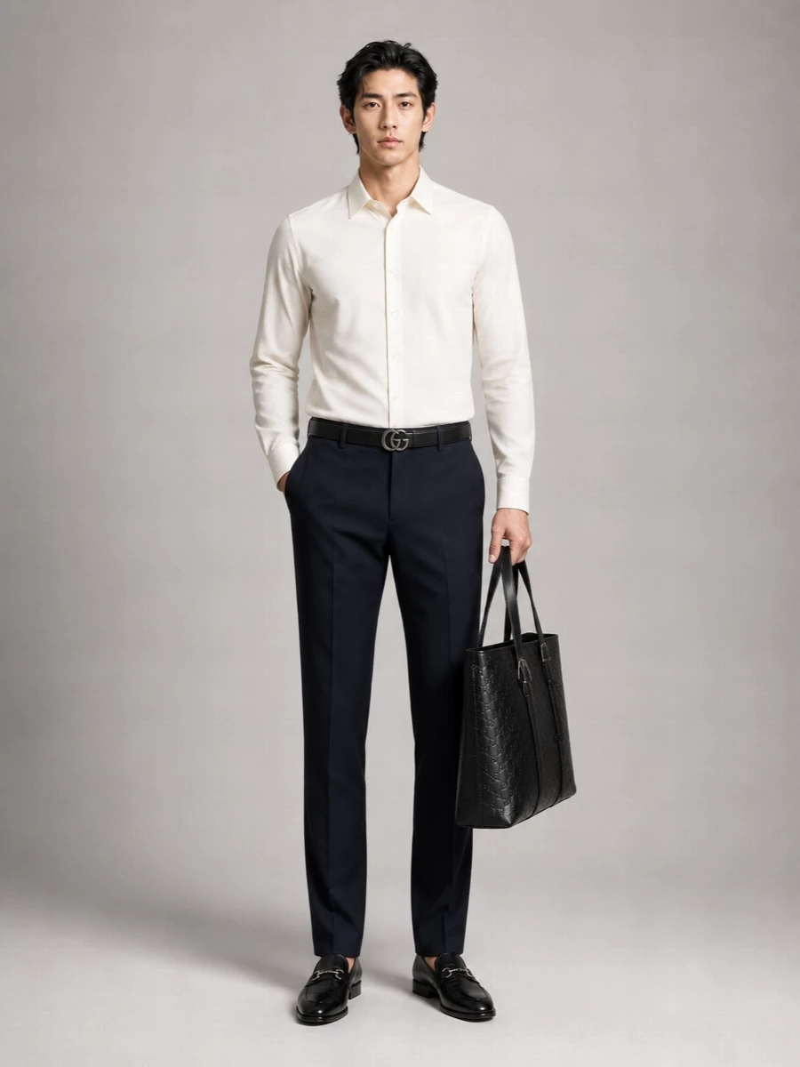 Gucci Leather Logo Print Tote Bag
