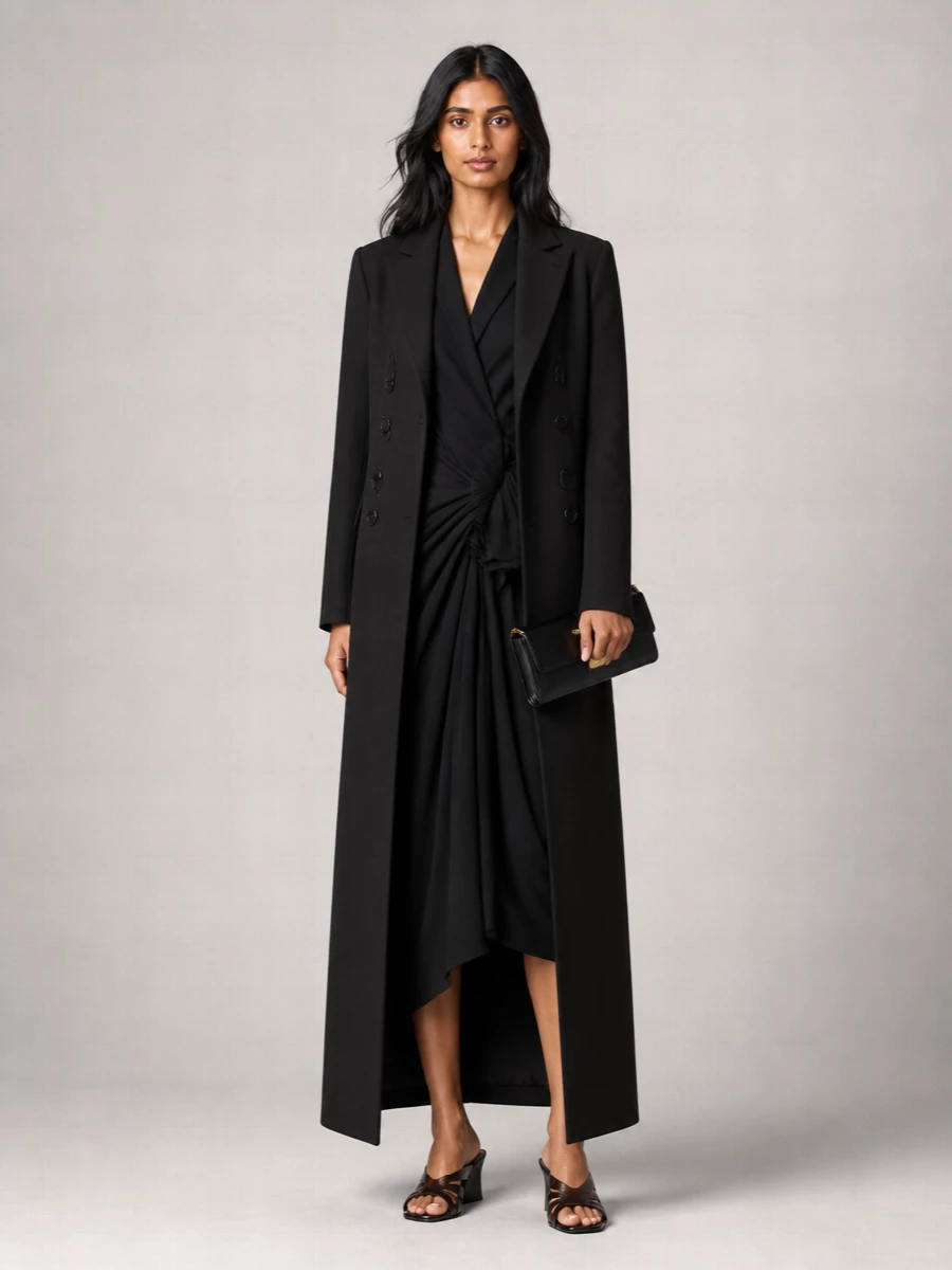 Dries Van Noten Wool Elongated Double-Breasted Coat