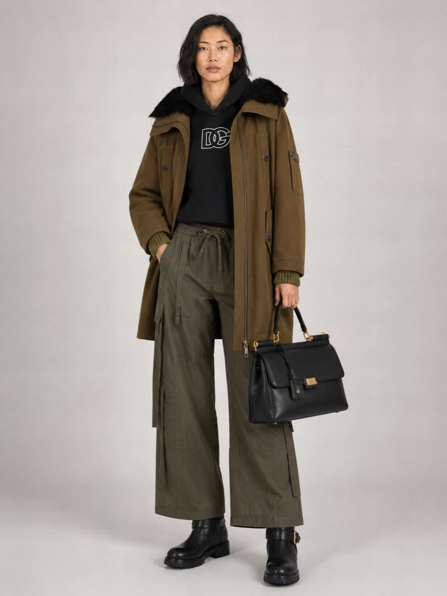 Dolce&Gabbana Cotton Hooded Padded Parka Coat