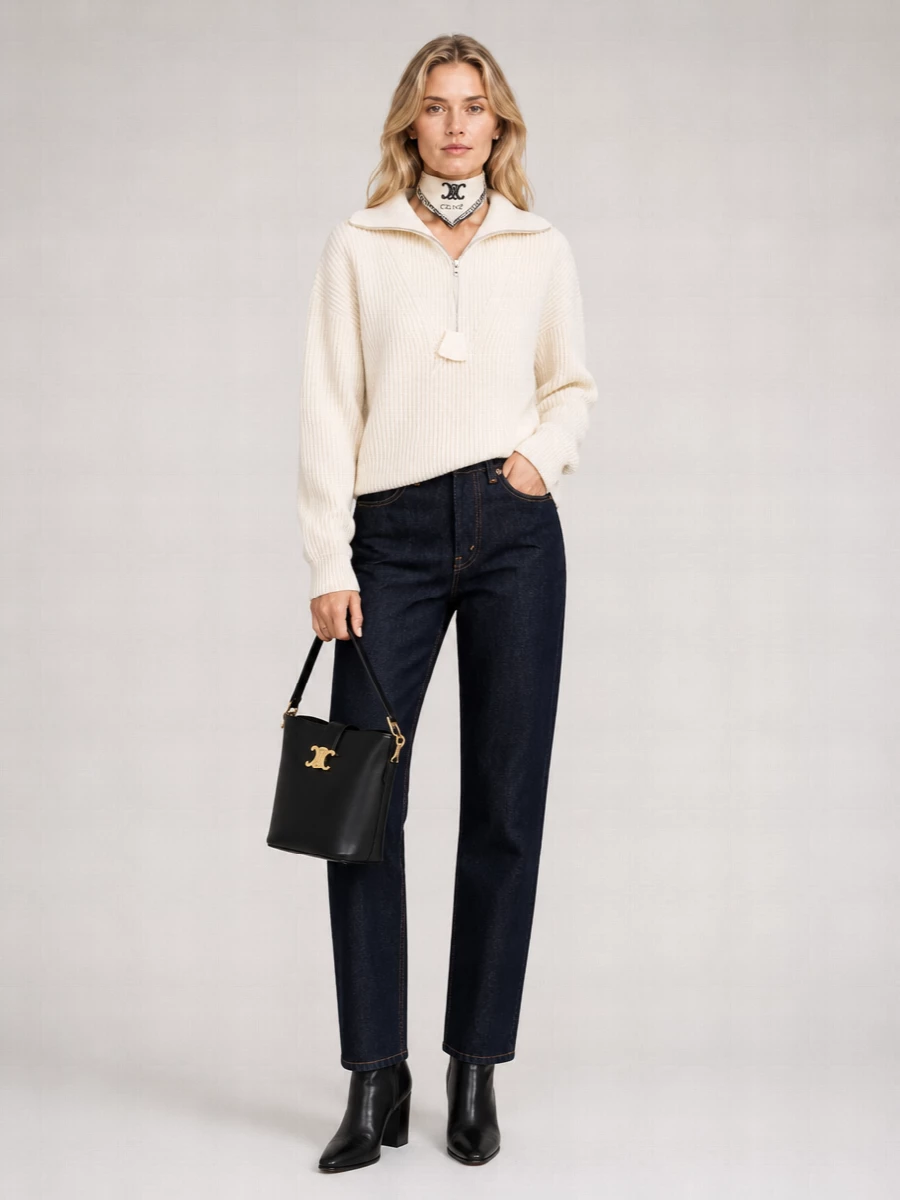 Celine ribbed cashmere zip sweater