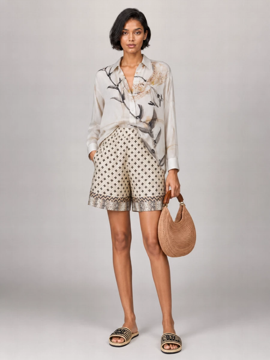 Pierre Louise Mascia Silk Knee-Length Shorts