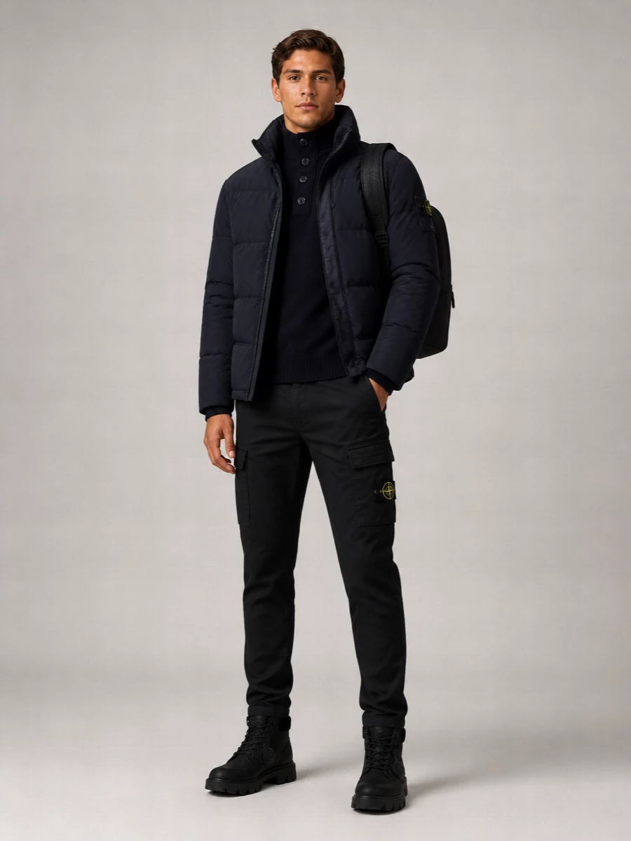 Stone Island Cotton Nylon Quilted Puffer Jacket
