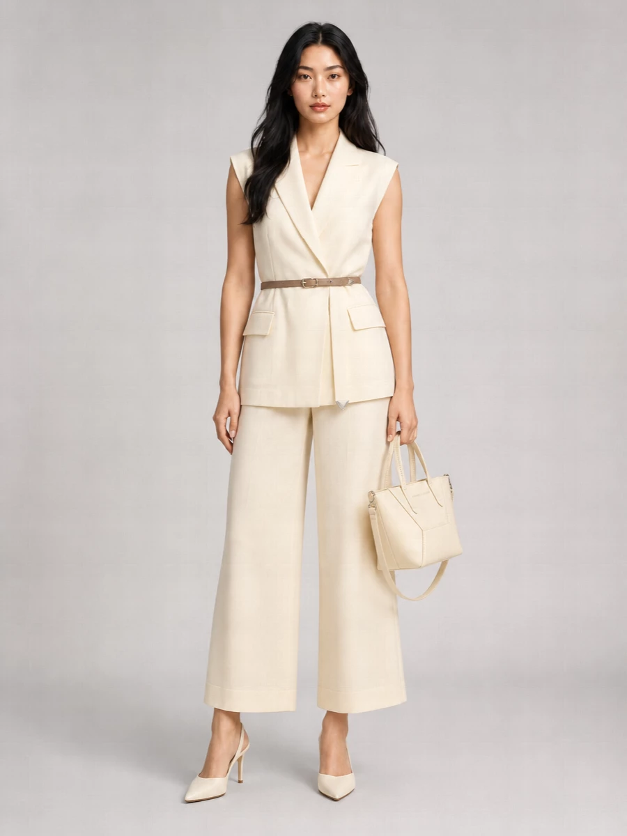 Brunello Cucinelli Linen Blend High-Rise Pleated Wide-Leg Trousers