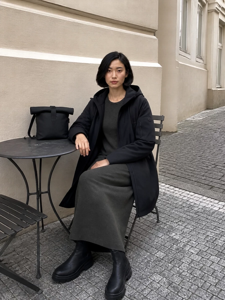 Rick owens dress rains parka moncler boots