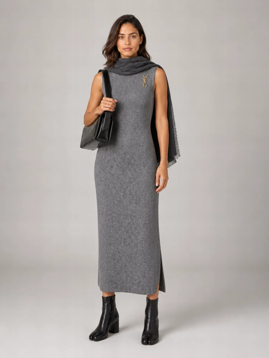 Maison Margiela Wool Knee-Length Midi Dress