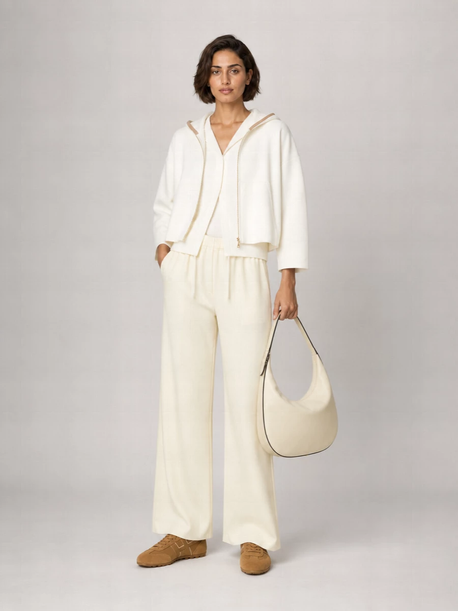 Max Mara cashmere wool hooded zip jersey jacket