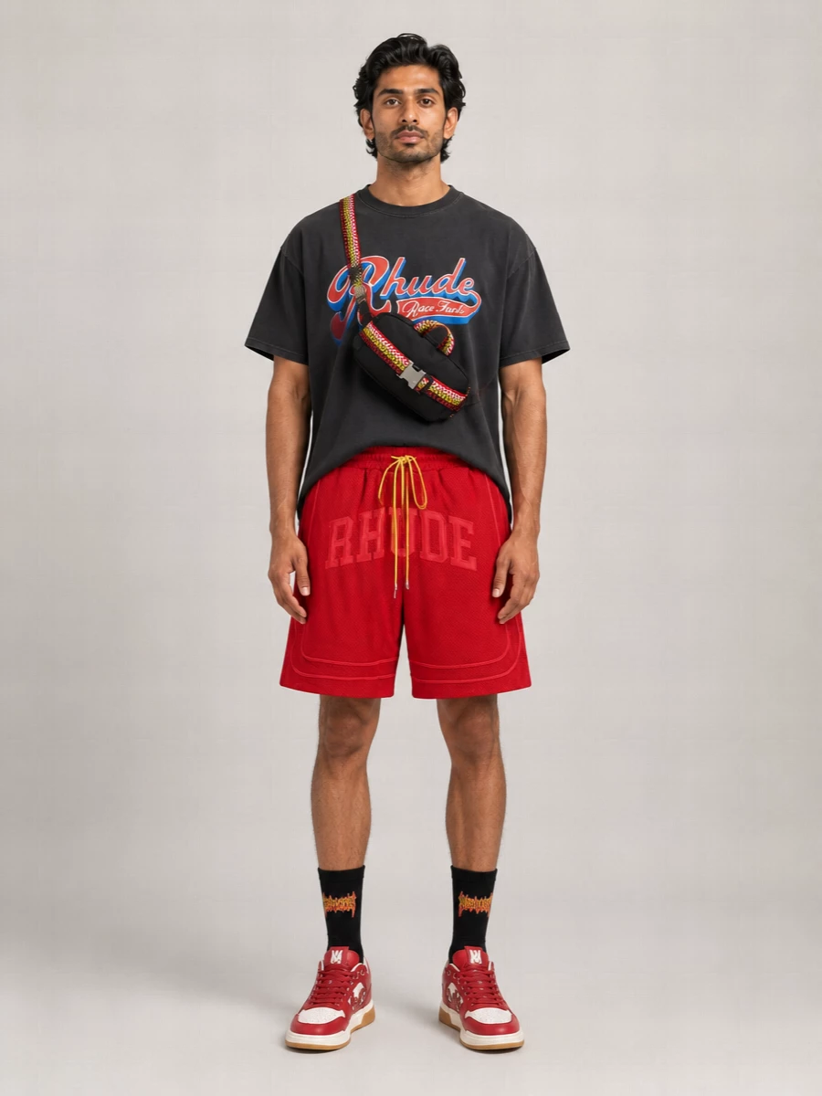 Rhude Mesh Logo Deck Shorts