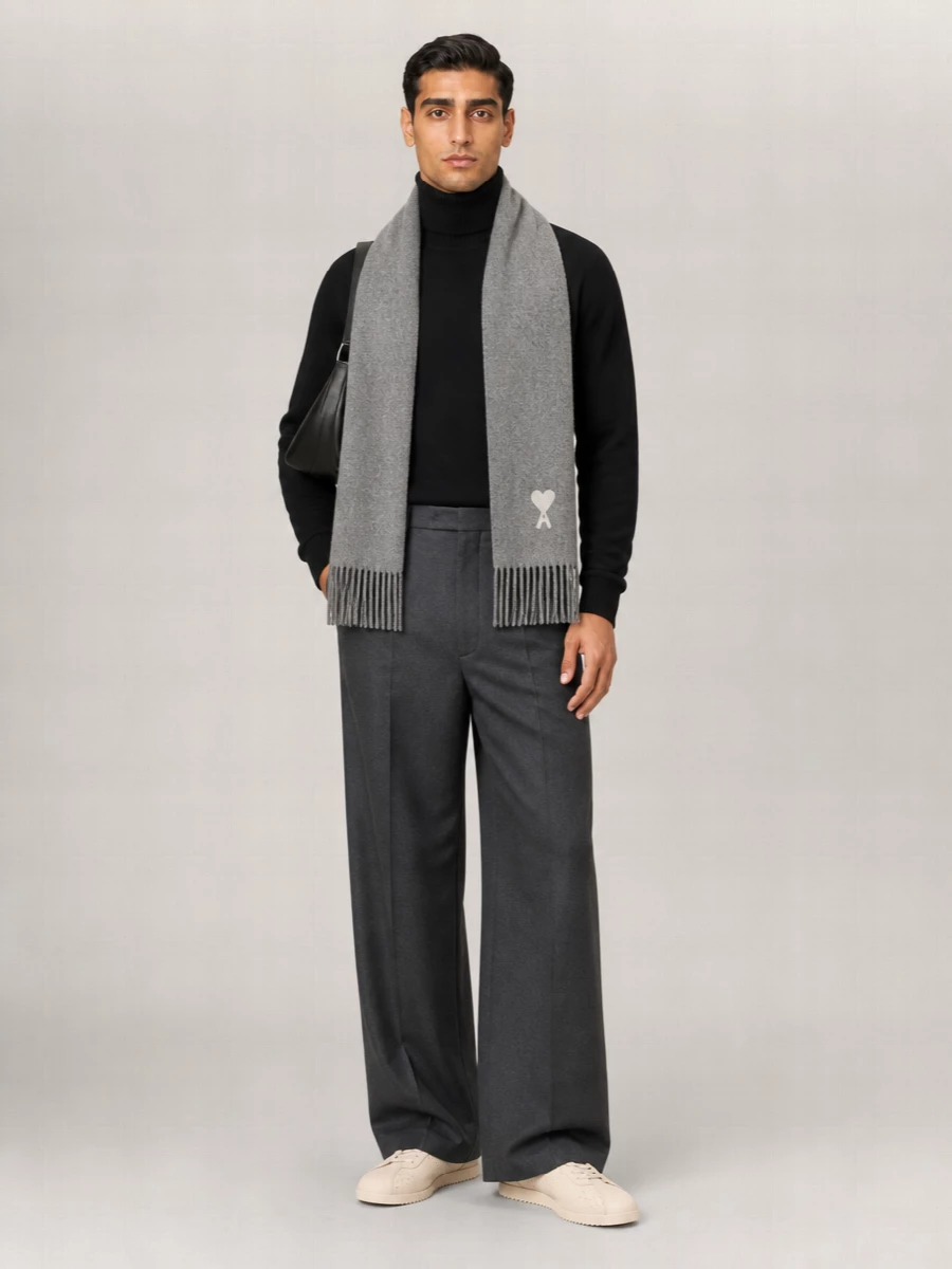 Ami Paris cashmere ribbed turtleneck sweater