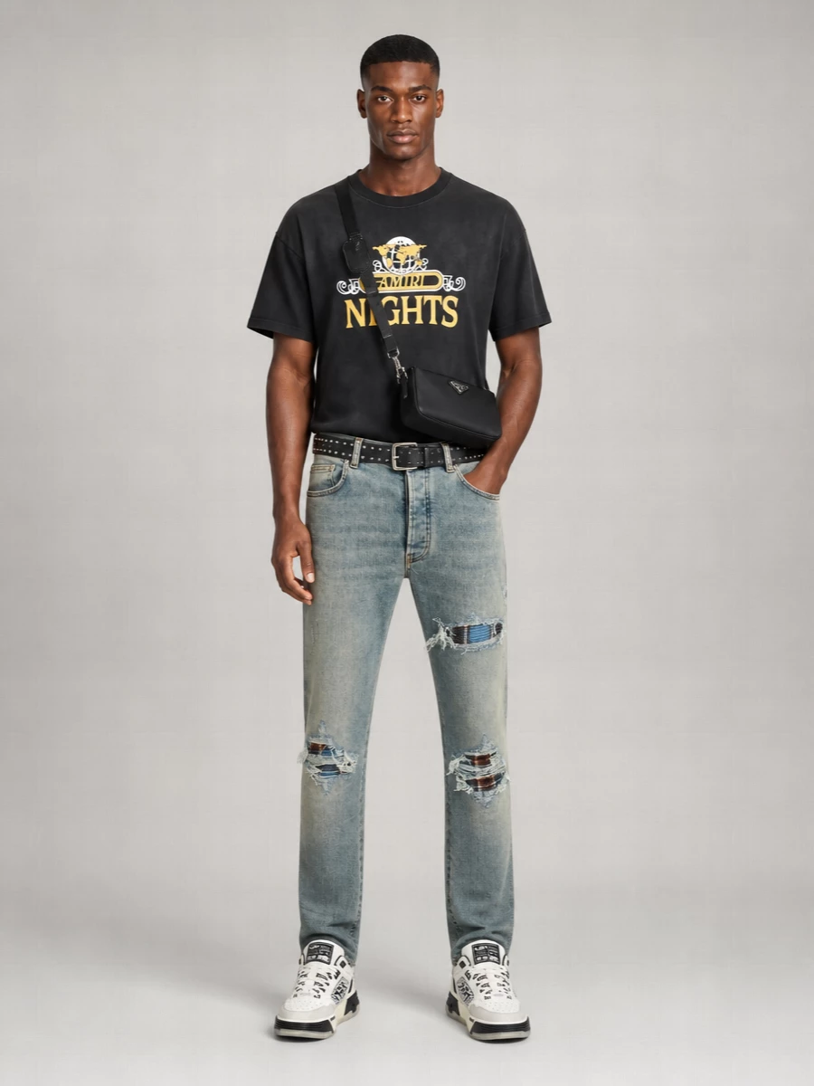 Amiri Flannel Mx1 Skinny Denim Jeans