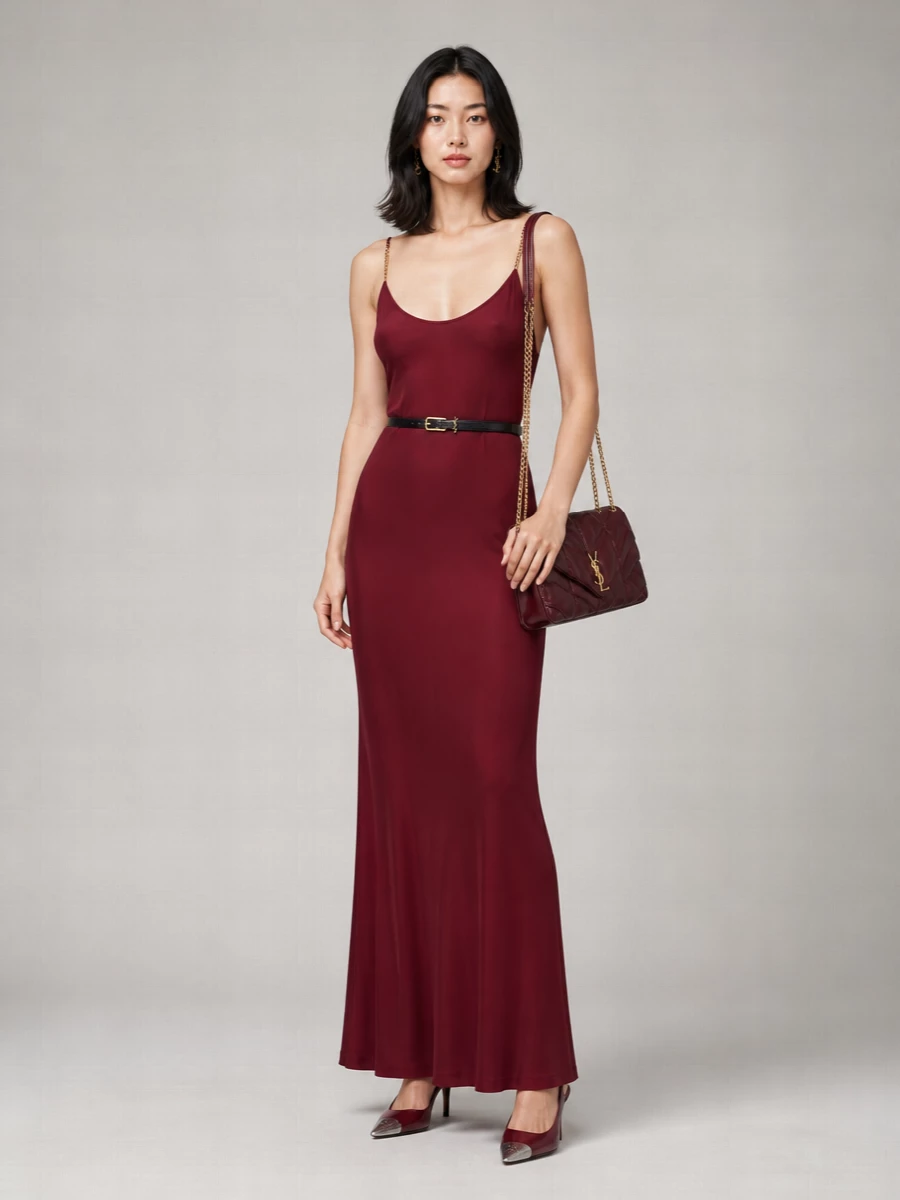 Saint Laurent Viscose Maxi Dress