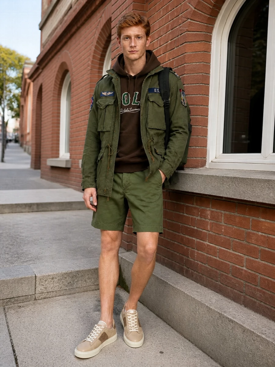 Polo ralph lauren field jacket outfit sneakers