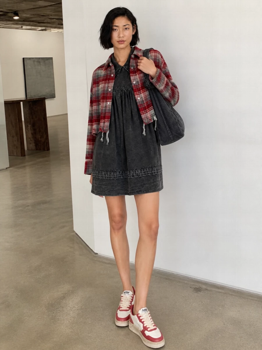 R13 plaid jacket ganni dress autry sneakers